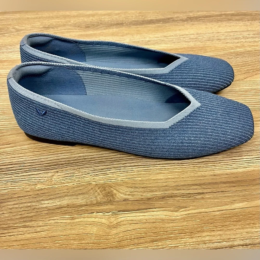 Vivaia | Margot 2.0 Square Toe Ballet Flats in Denim Blue Size 9 - Picture 4 of 9